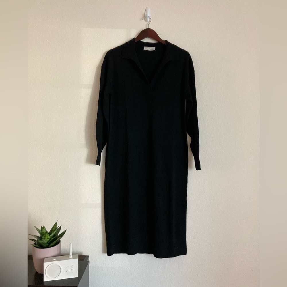 Everlane The Cashmere Polo Dress in Black